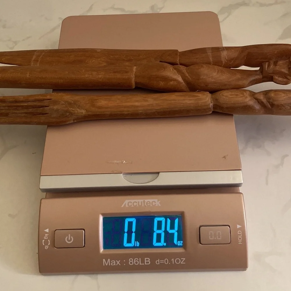 Vintage Wooden Hand Carved Utensils 80's Tribal Decor Kitchen Collectible Wood